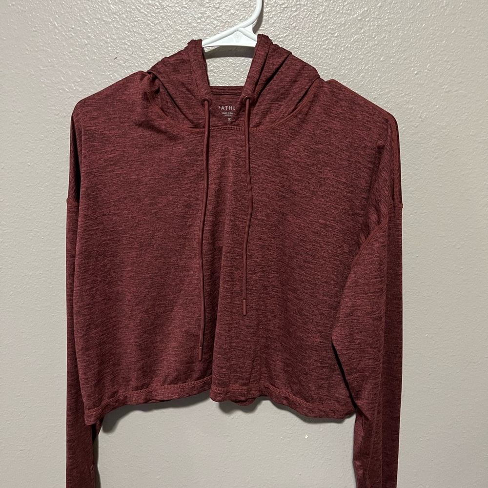 Athleta Red Cropped Long Sleeve Hoodie